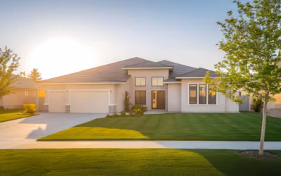 modern suburban house with lush green lawn blue sky 23 2151974426.avif